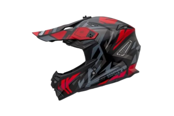 Capacete Motocross Bieffe B-CR Jump Preto Vermelho Brilho